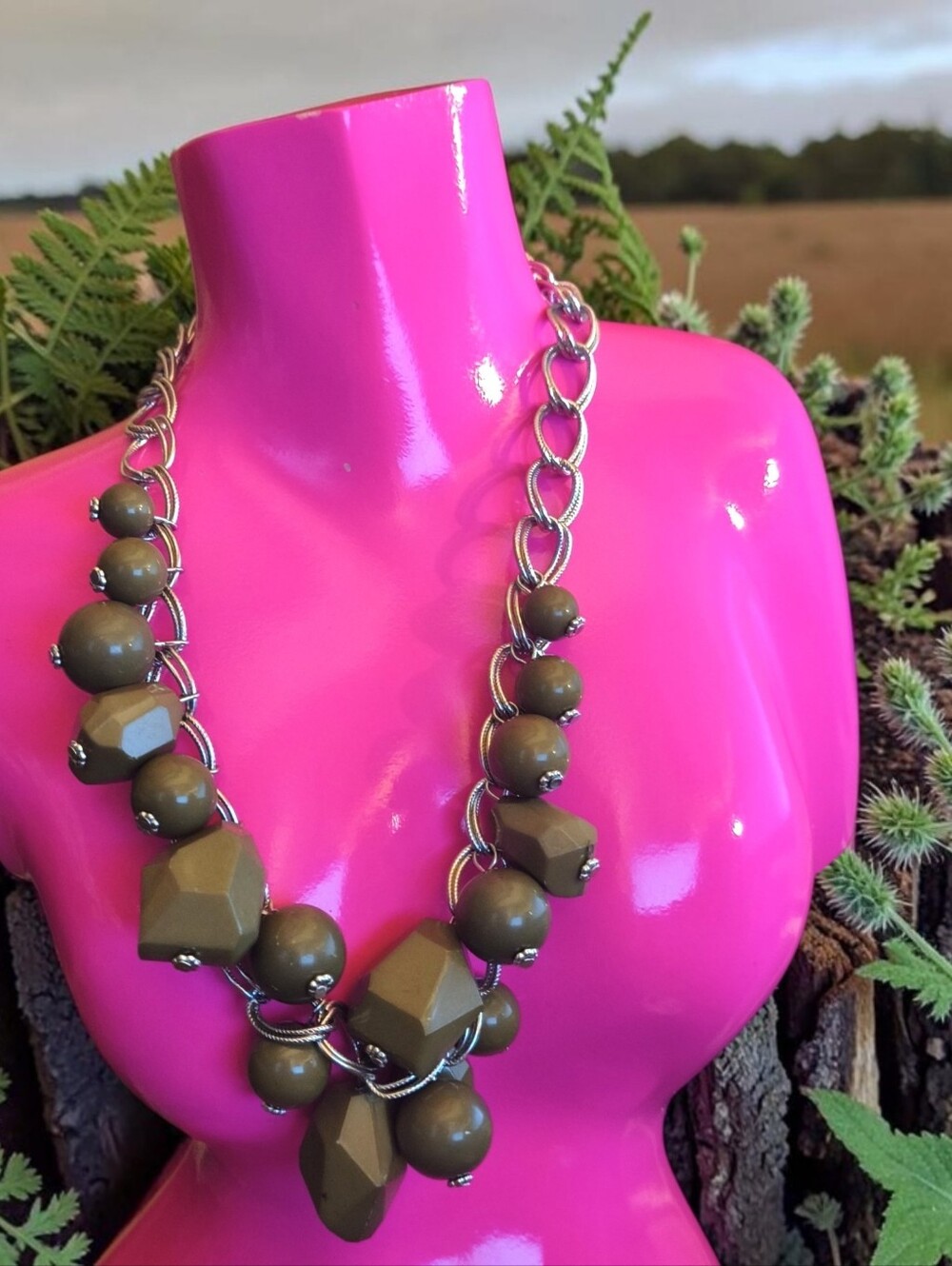 Brown Statement Beaded Necklace